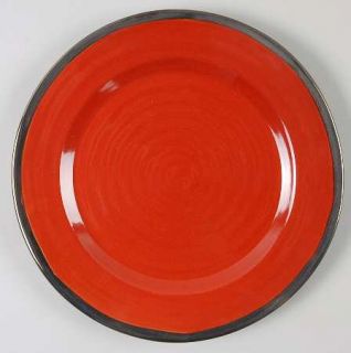 Euro Ceramica Red Swirl Salad Plate, Fine China Dinnerware   All Red,Embossed Sp