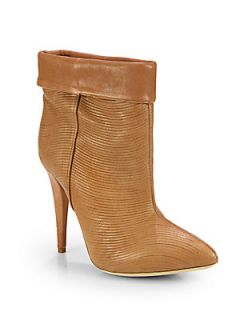 Cuffed Leather Ankle Boots   Camel
