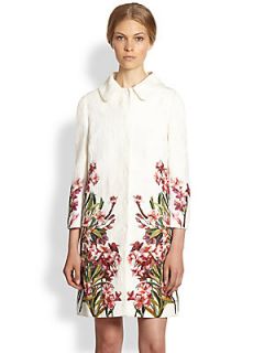 Dolce & Gabbana Floral Print Jacquard Top Coat   White Print
