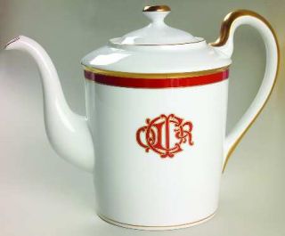 Christian Dior Dior Monogram Red Coffee Pot & Lid, Fine China Dinnerware   Red B