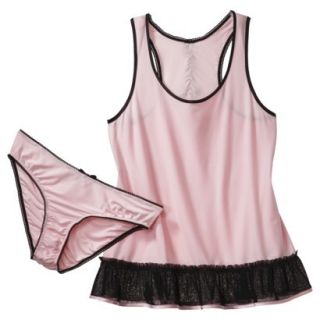 Gilligan & OMalley Womens Knit Baby Doll Set with Panty   Pink/Black XXL