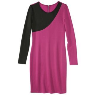 Mossimo Womens Asymmetrical Colorblock Scuba Dress   Sangria/Black M
