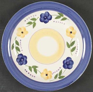 Gibson Designs Stella Dinner Plate, Fine China Dinnerware   Blue&Yellow Band&Flo