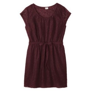 Merona Womens Plus Size Short Sleeve Lace Overlay Dress   Berry 4X