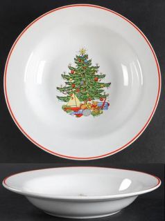 Cuthbertson Christmas Tree White Rim Soup Bowl, Fine China Dinnerware   Narrow R