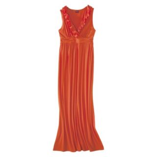 Merona Womens V Neck Ruffle Maxi Dress   Luau Orange   S
