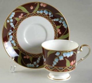 Mikasa Spring Fantasy Cordovan Footed Cup & Saucer Set, Fine China Dinnerware  