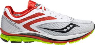 Mens Saucony Cortana 3   White/Red/Citron Running Shoes