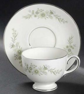 Wedgwood Westbury Leigh Shape Footed Cup & Saucer Set, Fine China Dinnerware   G