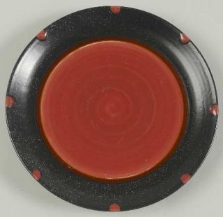 Noble Excellence Red Sky Salad Plate, Fine China Dinnerware   Red Center, Black