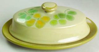 Franciscan Pebble Beach 1/4 Lb Covered Butter, Fine China Dinnerware   Yellow Fl