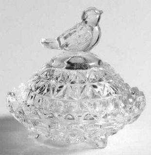 Hofbauer Byrdes Collection (The) Round Box & Lid   Clear, Pressed, Bird