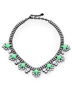 DANNIJO Vonna Crystal Necklace   White Green