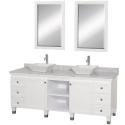 Wyndham Collection Premiere White 72 inch Solid Oak Double Bathroom Vanity