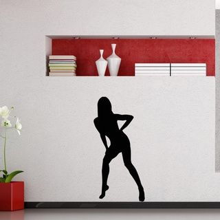 Beautiful Nightclub Girl Figure Vinyl Wall Decal (Glossy blackEasy to apply, instructions includedDimensions 25 inches wide x 35 inches long )
