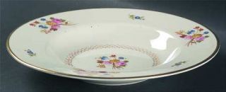 Syracuse Coventry Rim Soup Bowl, Fine China Dinnerware   Old Ivory,Pink/Blue/Yel