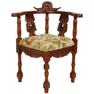 Oriental Furniture Queen Anne Corner Fabric Arm Chair EU CHAIR6 F