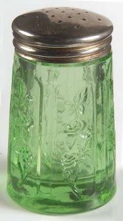 Federal Glass  Sharon Green Shaker with Metal Lid   Green Depression Glass