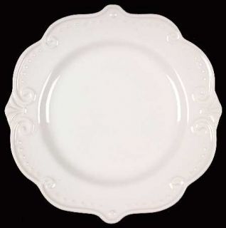 Pfaltzgraff Madrid White Dinner Plate, Fine China Dinnerware   Embossed Scrolls,