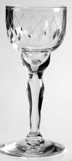 Unknown Crystal Unk6968 Cordial Glass   Bulbous Stem,Slant Cuts/Tails,Non Optic
