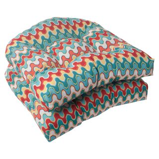 Pillow Perfect Outdoor Blue/multicolored Nivala Wicker Seat Cushions (set Of Two) (Aqua blue/red/turquoise/yellowFabric 100 percent spun polyesterFill 100 percent polyester fiberClosure Sewn seamSuitable for indoor or outdoorUV protectiveWeather resist