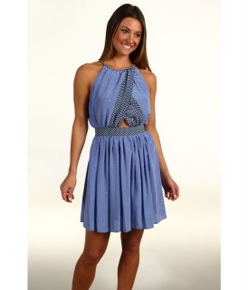 Juicy Couture Gem Geo Print Halter Dress Womens Dress (Blue)