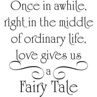 Love Gives Us A Fairy Tale Vinyl Wall Art Quote (MediumSubject OtherMatte Black vinylImage dimensions 23.5 inches high x 21.5 inches wideThese beautiful vinyl letters have the look of perfectly painted words right on your wall. There isnt a background 