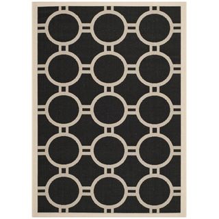 Safavieh Indoor/outdoor Courtyard Black/beige Polypropylene Rug (53 X 77)