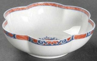 Ceralene Rouen White Medium Melon Bowl, Fine China Dinnerware   Blue & Red Decor
