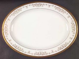 Royal Doulton Belmont 16 Oval Serving Platter, Fine China Dinnerware   Gold Enc