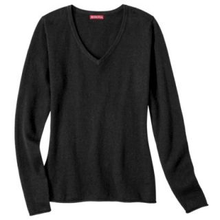 Merona Womens Cashmere Blend V Neck Pullover Sweater   Black   XS