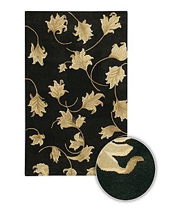 Hand tufted Transitional Mandara Rug (8 X 11) (BlackPattern FloralMeasures 0.75 inch thickTip We recommend the use of a non skid pad to keep the rug in place on smooth surfaces.All rug sizes are approximate. Due to the difference of monitor colors, some