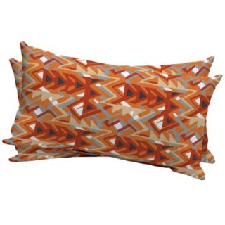 Room Essentials 2 Piece Outdoor Lumbar Pillow Set   Tribal Triangle Orange