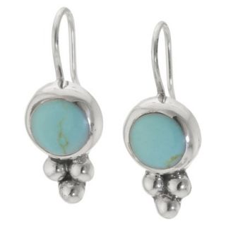 Sterling Silver Round Drop Earrings   Turquoise