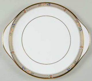 Minton Caliph Handled Cake Plate, Fine China Dinnerware   Blue, Green & Orangebo