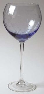 Lenox Heather Blue Balloon Wine   Cut Vine, Blue Bowl, Clear Stem
