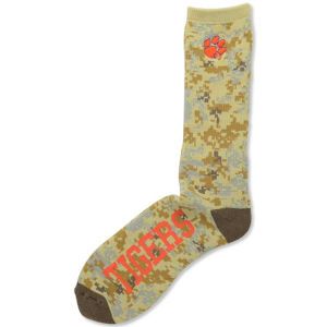 Clemson Tigers For Bare Feet Digi Desert Camo Crew Sock