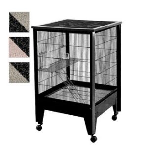2 Level Small Animal Cage on Casters in Black and Platinum, 28 L X 28 W X 43 H