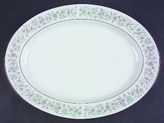 Noritake Blythe 13 Oval Serving Platter, Fine China Dinnerware   Pastel Floral