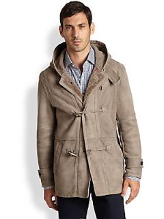 ISAIA Shearling Toggle Coat   Grey Tan