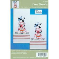 Stamped Kitchen Towels For Embroidery cow