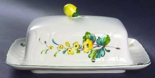 Villeroy & Boch Jamaica Square Covered Butter, Fine China Dinnerware   Yellow Fr