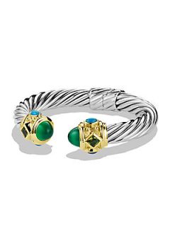 David Yurman Renaissance Bracelet with Green Onyx, Peridot and Gold   Silver Gol