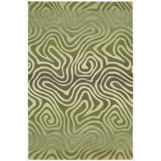 Hand tufted Contour Abstract Zebra Print Avocado Rug (5 X 76)