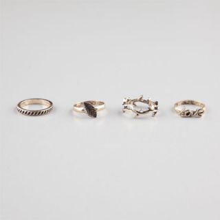 4 Piece Love & Leaves Rings Gold In Sizes 7, 8 For Women 195287621