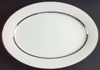 Oxford (Div of Lenox) White Echo 13 Oval Serving Platter, Fine China Dinnerware