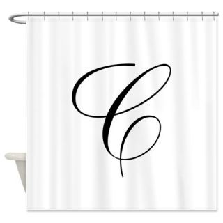  C Initial Black and White Scr Shower Curtain  Use code FREECART at Checkout