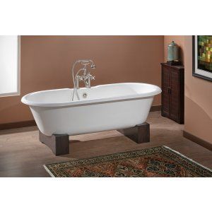 Cheviot 2127 WW NB Regal Cast Iron Bathtub With Wooden Base And Continuous Rolle