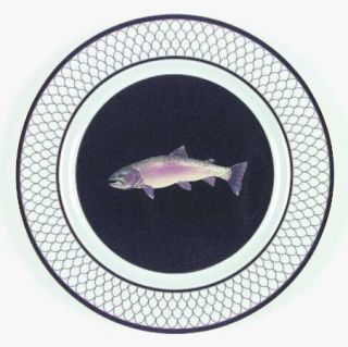 Lynn Chase American Waters Luncheon Plate, Fine China Dinnerware   Geometric Rim
