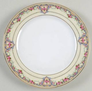 Heinrich   H&C 70366 Salad Plate, Fine China Dinnerware   Pink Roses,Blue Scroll